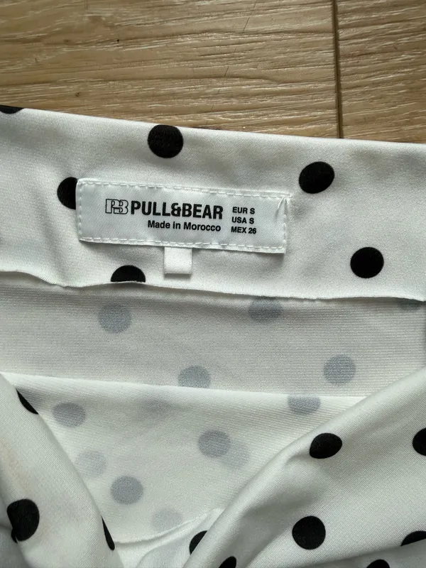 Pull&Bear White One-Shoulder Polka Dot Top with Black Dots - Image 2