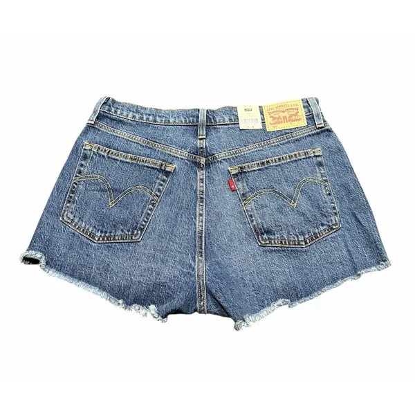 Levi's 501 NWT High Rise Women's Shorts‎ Blue Fringe Size 31 Button Fly - Image 2