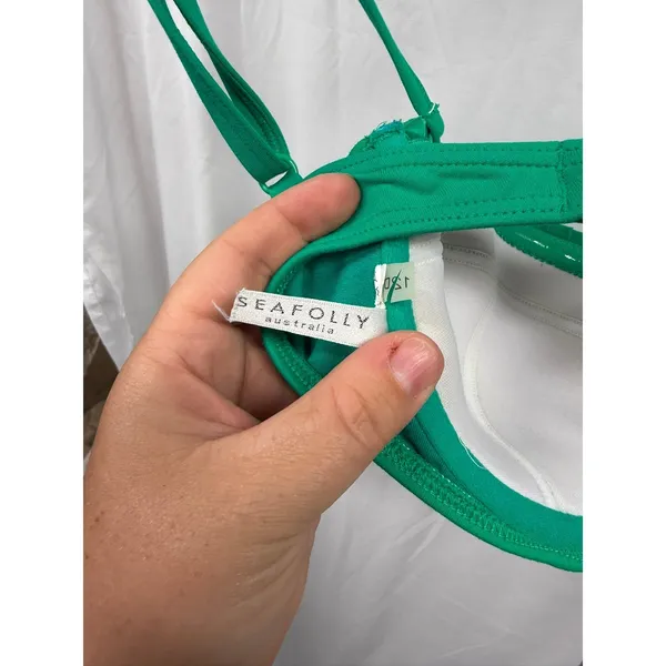Seafolly Women's Sz 12/D-Cup Underwired High Waisted Green 2-Piece Bikini Set - Image 5