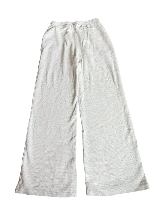 Brandy Melville Cream Wide Leg Sweatpants Waffle Knit Stretch Size Small Women's - Image 7