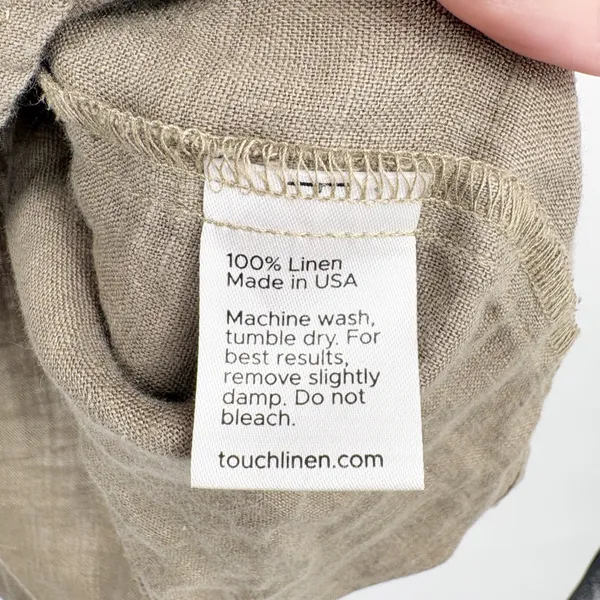 Touch Womens 100% Linen Made in USA Olive Henley Lagenlook Popover Tunic Top 2 - Image 5