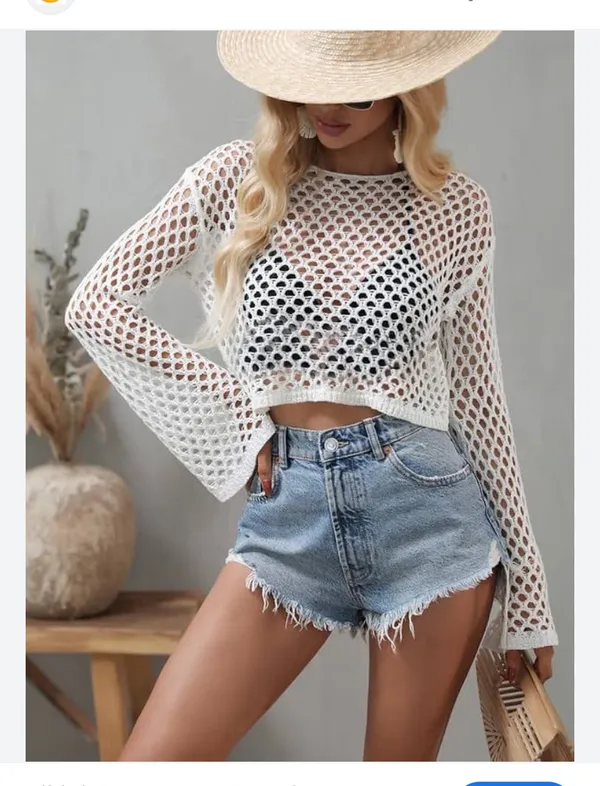White Bikini Cover Up Beachswear Size XS - Image 3