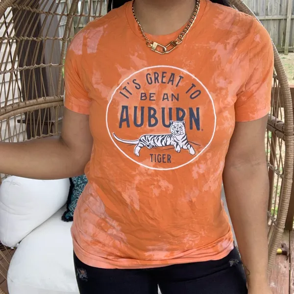 Auburn Tigers Bleach Splatter Graphic Tee SZ M - Image 2