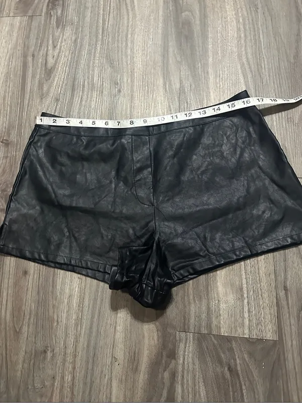 Victoria's Secret Black, Faux Leather Short Shorts - Image 3