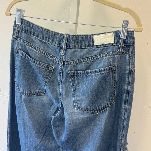 Hollister Low-Rise Dad Jean 5L W27 L33 Blue Distressed Denim 100% Cotton - Image 5