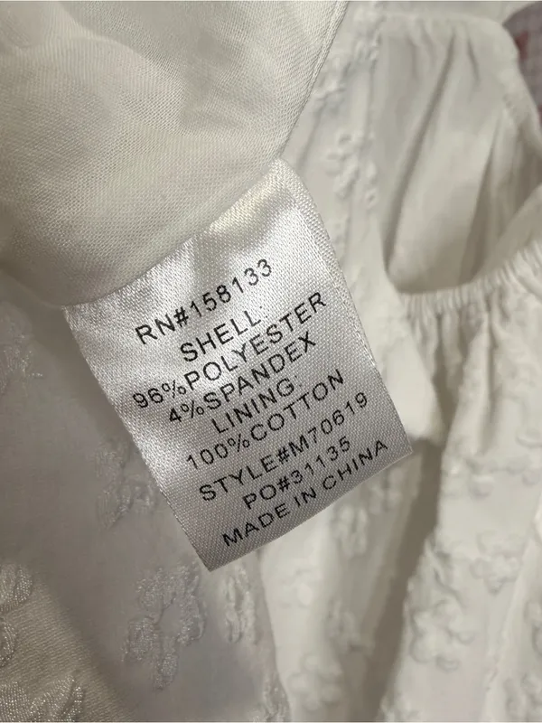 Moodie White Textured Floral Mini Dress w/ Puff Sleeves Cutout Bridal Summer S - Image 5