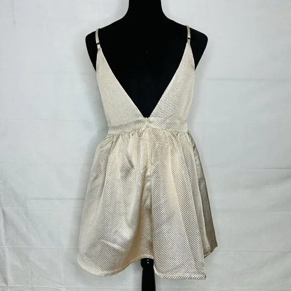 Lulu’s Star of the Evening Gold Metallic Skater Mini Dress Size M Adjustable - Image 8