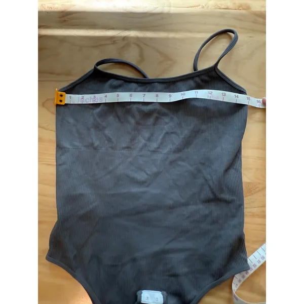 OQQ Gray Ribbed‎ Bodysuit XL Nylon Spandex Adjustable Straps - Image 5