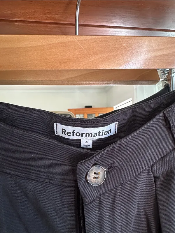 Reformation Mason Pant Black Wide Leg Trouser Size 4 - Image 4