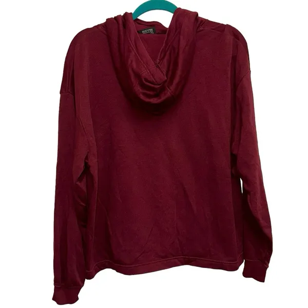 Nike Cowl Neck Hoodie Large Burgundy‎ Gold Logo Pullover Sweatshirt - Image 3