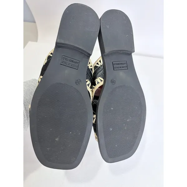 Lottini Black Leather‎ Woven Slide Sandals Italy EU 38 Minimal Artisan Resort - Image 8