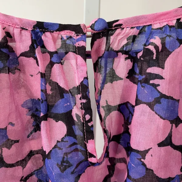 Anthro The Odells XL Pink Floral Blouse Keyhole Top Boho Cottage Prairie Peasant - Image 6
