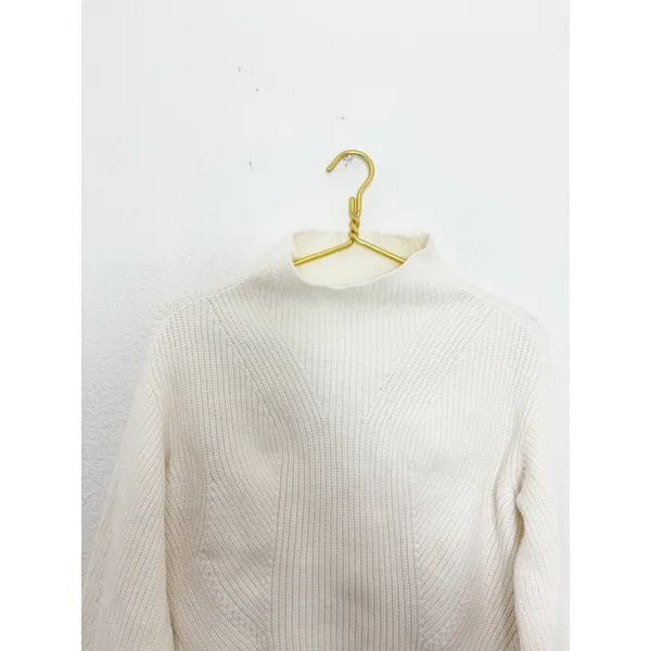 Anthropologie Maeve Katey Mock Neck Bell Sleeve Sweater Cream Size XXS - Image 5