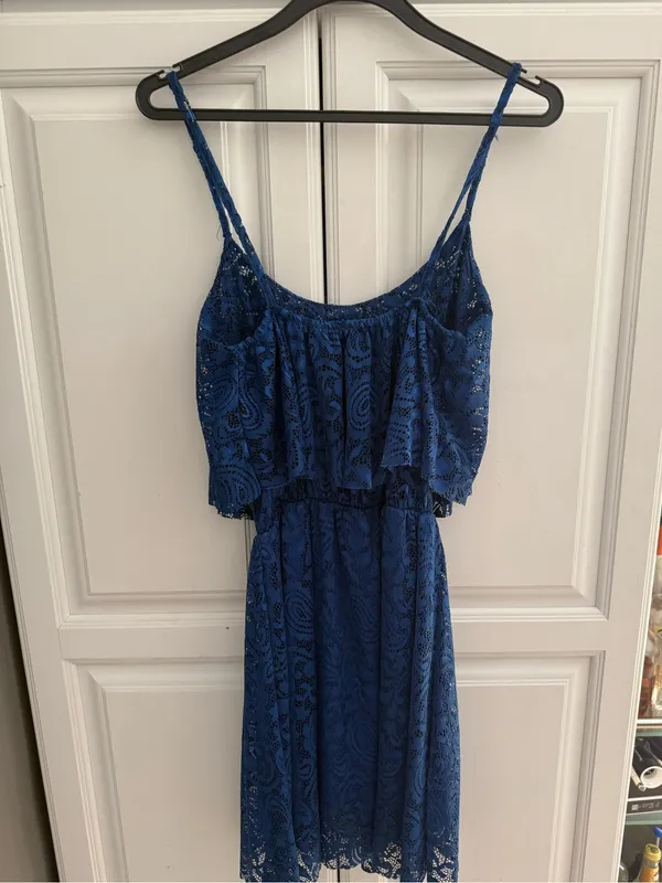 Blue Lace Spaghetti Strap Dress XS Size 2 - Image 2
