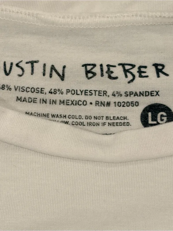 Justin Bieber tank top women’s size large white black sleeveless - Image 3