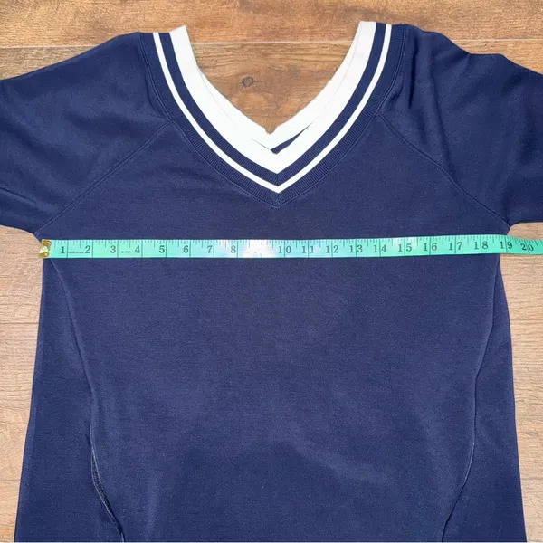 Offline by Aerie ChillUp Navy V-Neck Athleisure Dress with White Trim - Image 12