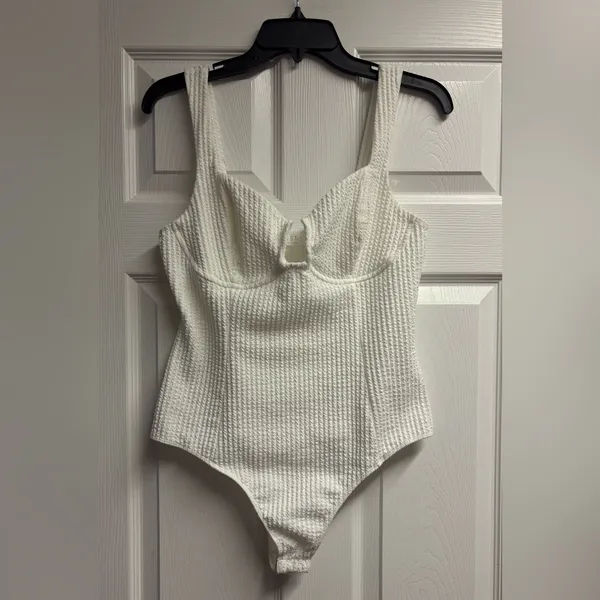 ASTR The Label White Ribbed Bustier Bodysuit Size XL - Image 4