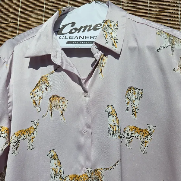 Zara Satin Effect Cheetah Printed Blouse sz L - Image 3