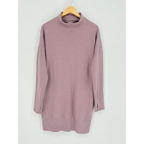 90 Degree by Reflex Tunic Sweatshirt‎ Womens Medium Rose Mock Neck Thumbhole - Image 2