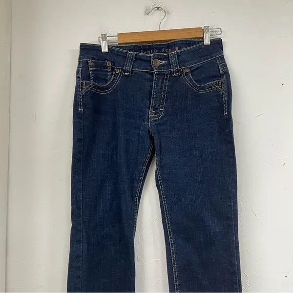 Authentic Denim Dark Wash Straight Leg Jeans Womens 10P Blue Denim Fall Casual - Image 2