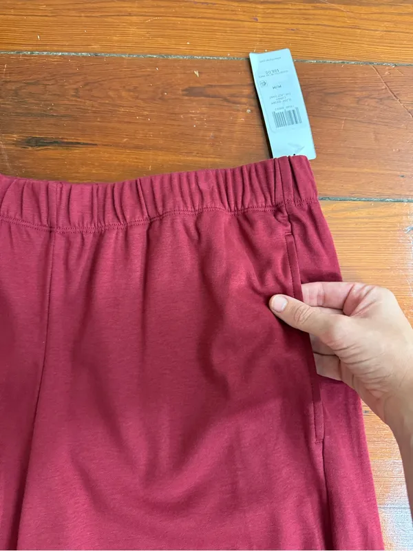 NWT Eileen Fisher Organic Cotton Pull On Lazy Pant Cranberry Sz M 💛🍄 - Image 5