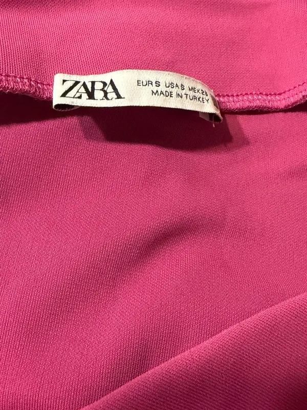 ZARA Pink Ruched Midi Skirt - Image 5