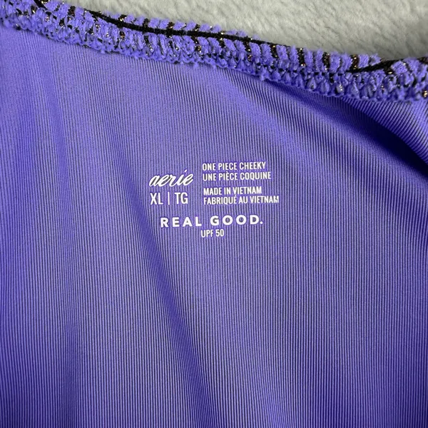 Aerie Lurex Crinkle Babewatch One Piece Swimsuit Purple Size XL - Image 9