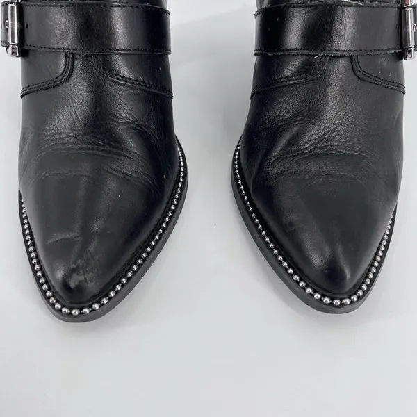 Steve Madden studded double‎ side zippers Ankle Booties Leather buckles size 7.5 - Image 3