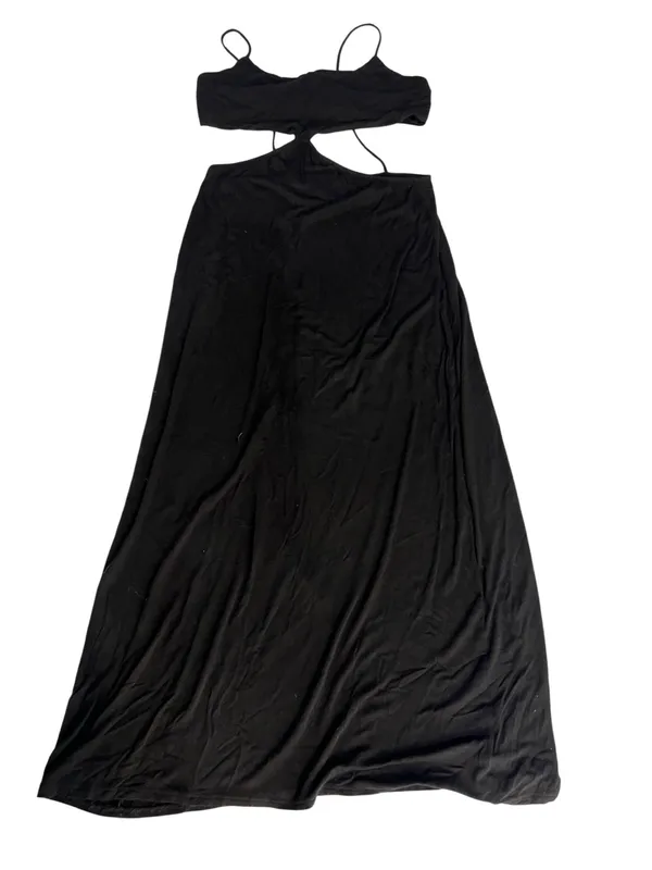 Free People Beach Black Cutout Maxi Dress SL Spaghetti Strap cutout front Boho - Image 2