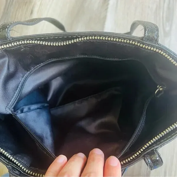Coach Signature Stitch C Black Patent Leather Tote Bag, F19198 - Image 7