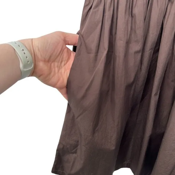 Madewell Melody Smocked Sleeveless Mini Dress Dark Brown Cotton‎ Poplin XXS NWT - Image 4