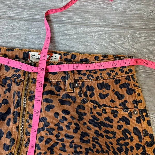 Free‎ People Zip It Up Animal leopard Print Mini Skirt Sz 27 - Image 7