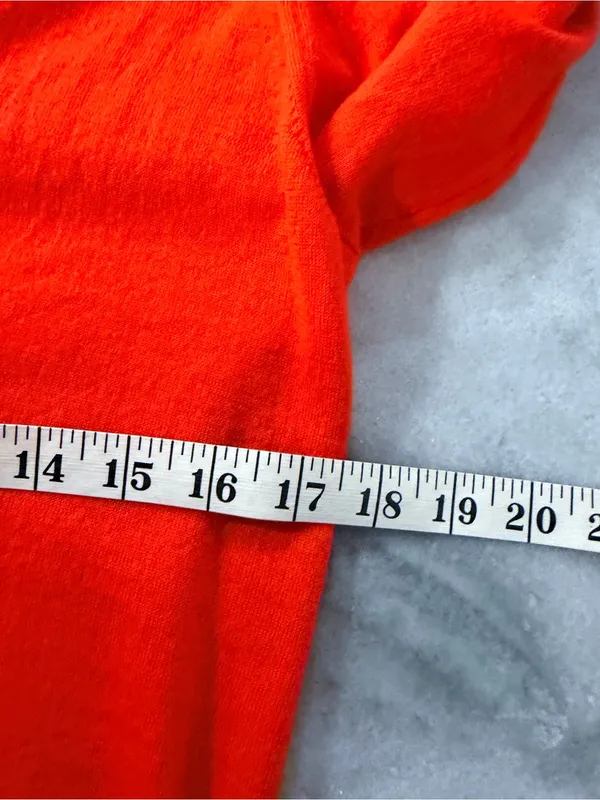 J.Crew Size M 100% Merino Wool Cardigan Sweater Red Orange Button Front - Image 7