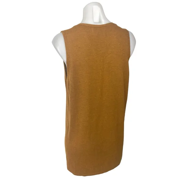 MNG Mango Tan Caramel Sleeveless V Neck Button Up Vest Tank Mini Dress Size S - Image 2