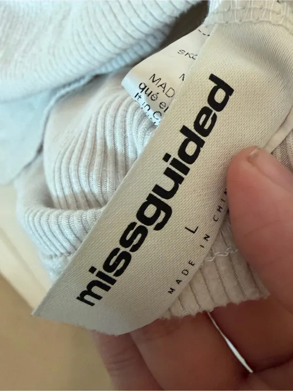 Missguided One Shoulder Ribbed Mini Dress Ivory Gray Size Large - Image 3