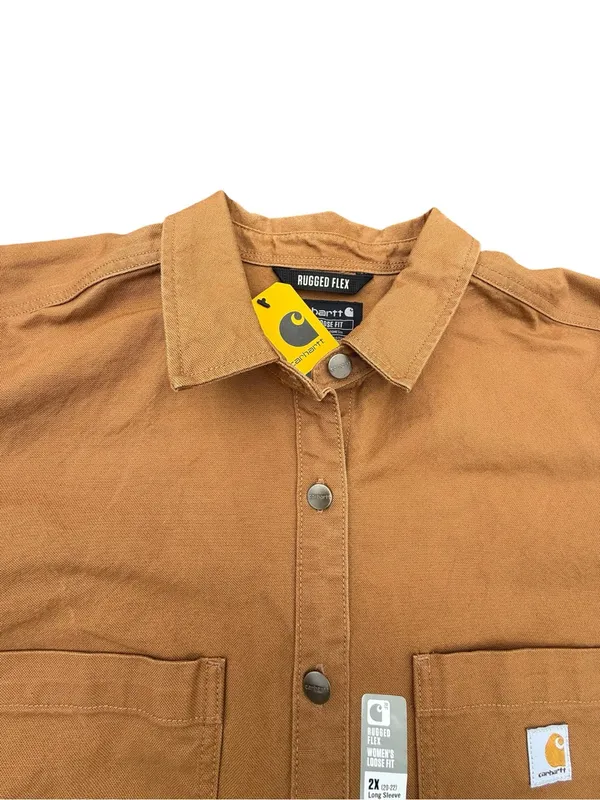 Carhartt Women’s Rugged Flex Heavyweight Duck Overshirt Shacket Brown NWT 2X - Image 4