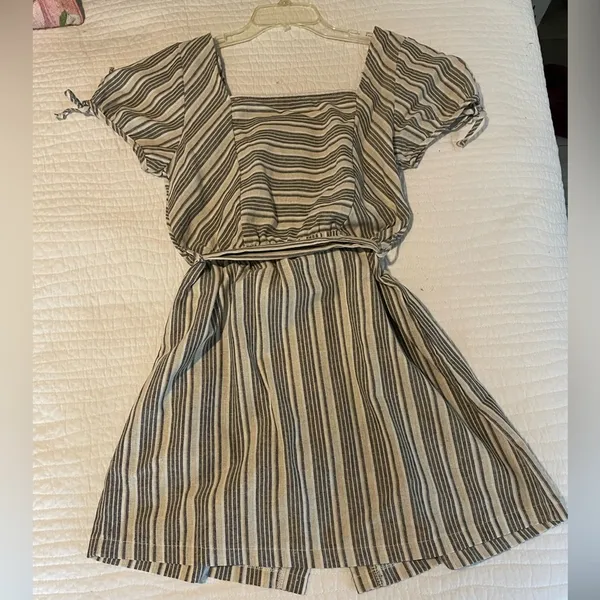 Purple Snow Button Up Stripped Dress - Image 3