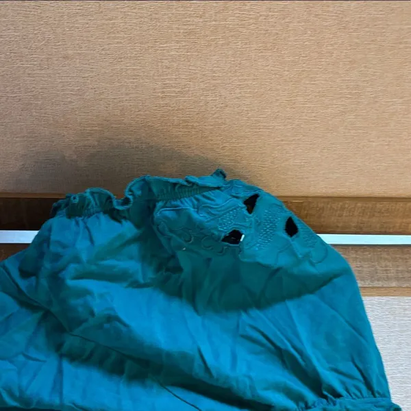 Christopher & Banks Teal Blouse with Eyelet Sleeves XL - Image 3