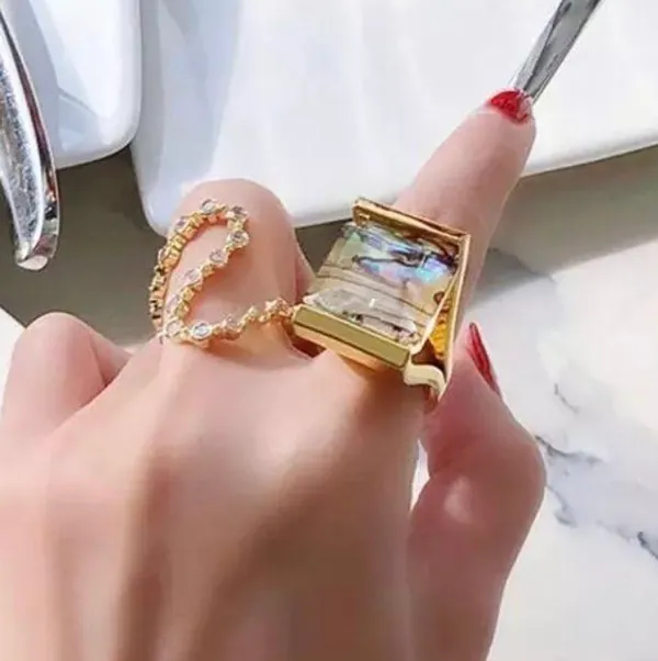 Free People Abalone Illusion Gold Ring - Image 2