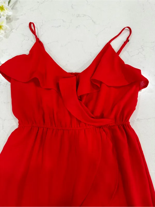 Japna Red Ruffle-Trim Mini Dress - Image 4