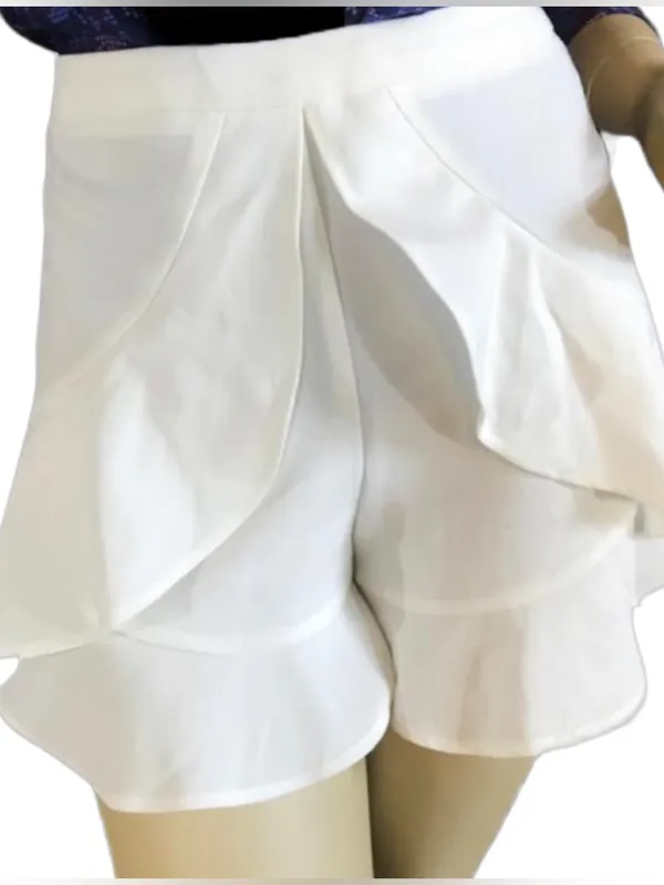 Aqua White Ruffle Accent High Waist Shorts Nwt (M) - Image 2