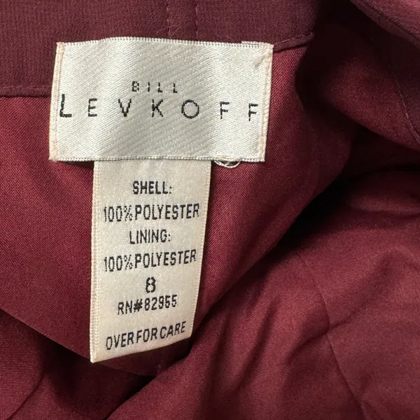 Bill Levkoff Burgundy Halter‎ Pleated Chiffon Bridesmaid Formal Gown Dress 8 - Image 7