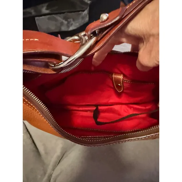 Dooney & Bourke Women Ginger Leather Hobo Bag Medium R638C CA Logo Plate - Image 7