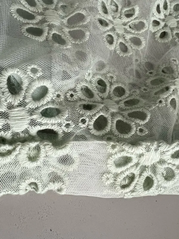 Zara Mint Eyelet Short Sleeve Top - Image 4