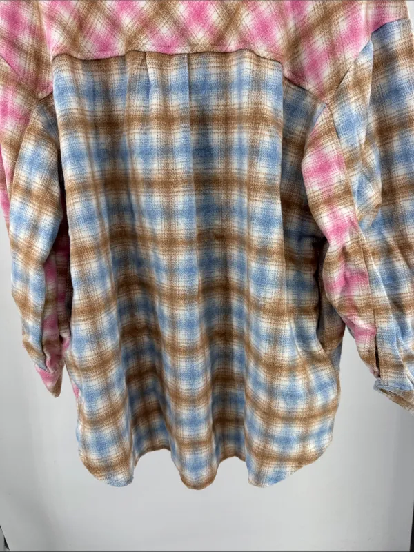 Timing Plaid Button-Down Shirt Jacket shacket flannel M oversized fall winter - Image 4
