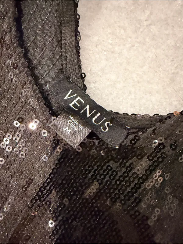 NWOT Venus Size M Black Sequin Tank Top V-Neck Sleeveless Party Cocktail Holiday - Image 10