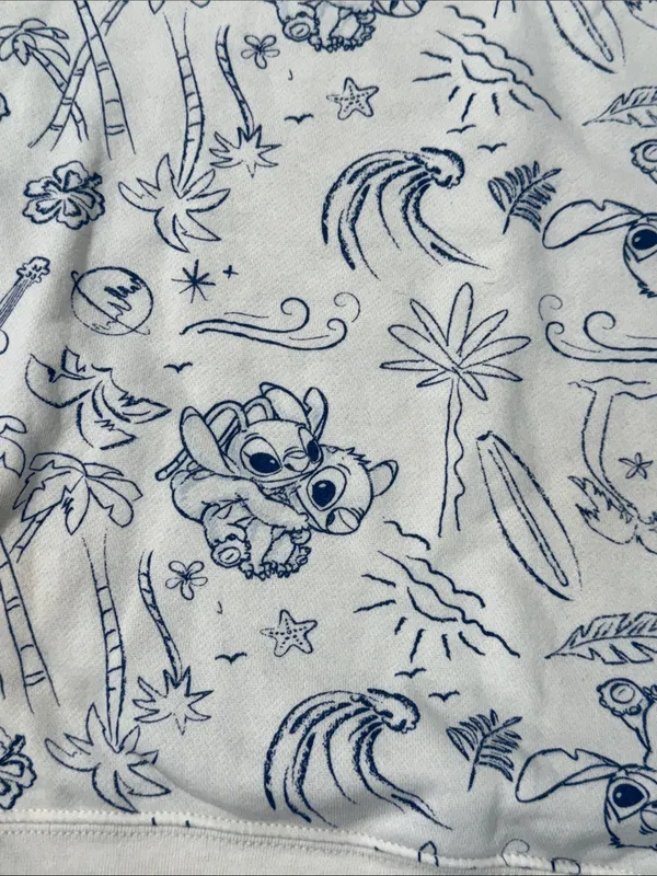 Disney’s Lilo & Stitch Women’s Size S Angel Island Cream & Navy Sweatshirt - Image 2