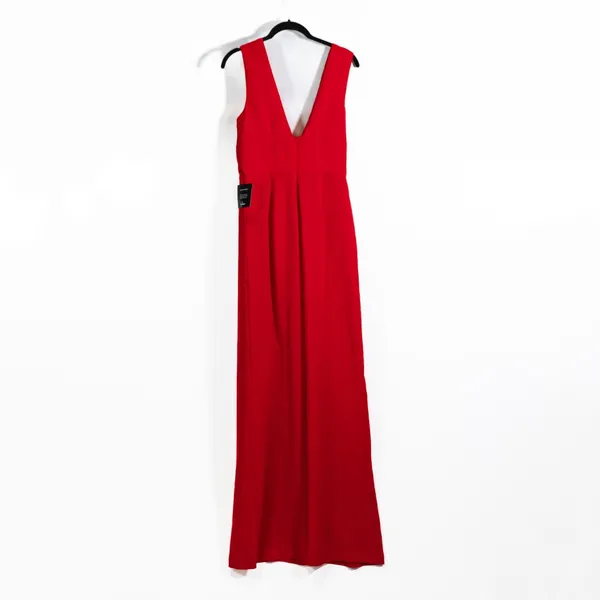 NEW Lulus Ready For It Sleeveless V Neck Straight Leg Jumpsuit Jumper Red M - Image 4