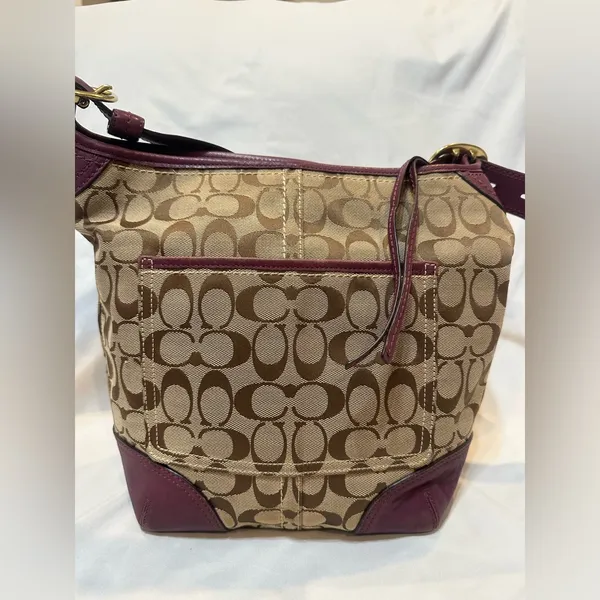 Coach Signature Monogram Canvas and Leather Hobo Shoulder Crossbody bag - Image 3