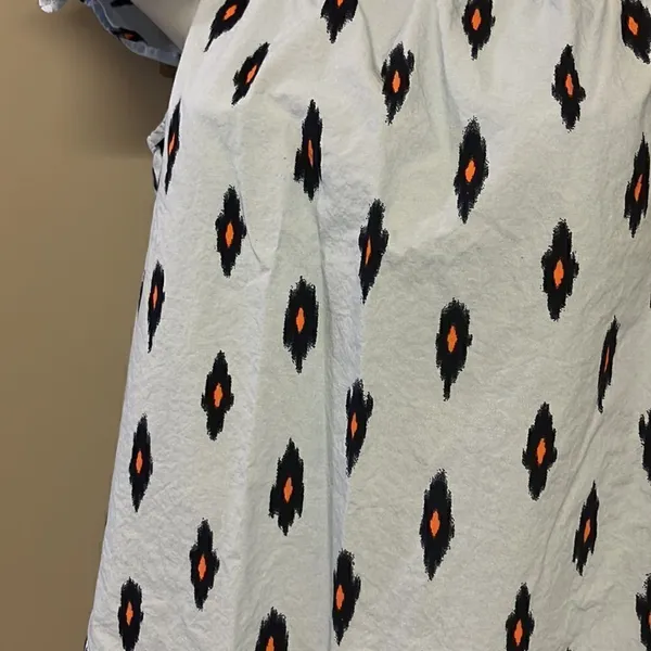 J. Crew Light Blue Cotton Abstract Design Fluttered Sleeve Sundress- Small - Image 7